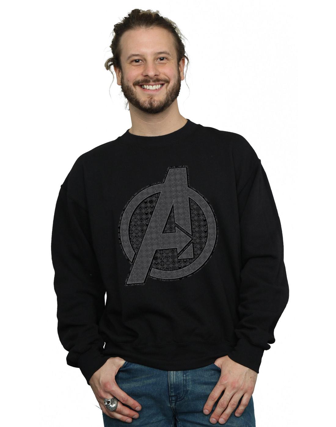 Black - Back - Marvel Mens Avengers Endgame Iconic Logo Cotton Sweatshirt