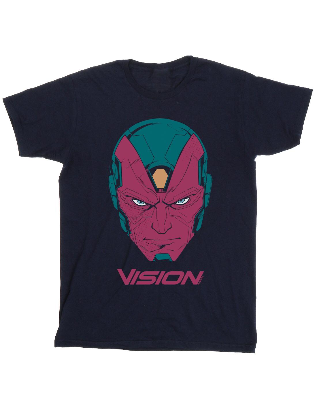 Navy Blue - Front - Marvel Womens-Ladies Avengers Vision Head Cotton Boyfriend T-Shirt