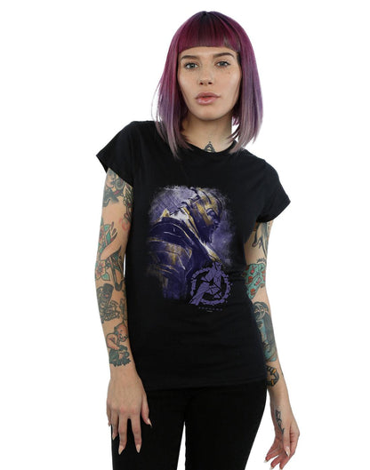 Black - Back - Marvel Womens-Ladies Avengers Endgame Thanos Brushed Cotton T-Shirt