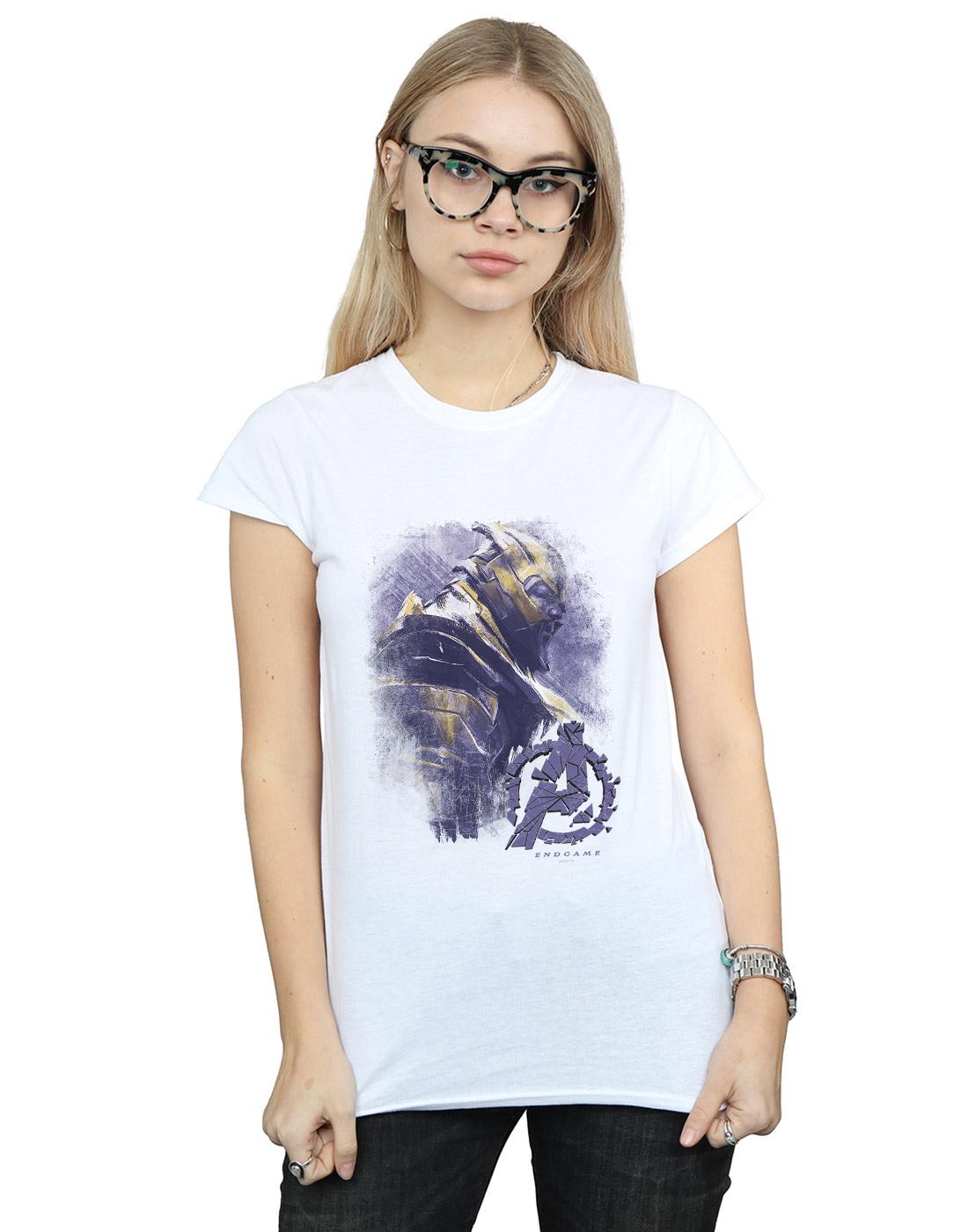 White - Back - Marvel Womens-Ladies Avengers Endgame Thanos Brushed Cotton T-Shirt