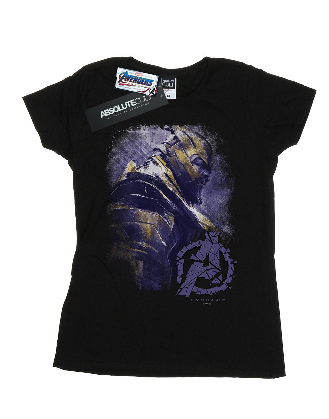 Black - Front - Marvel Womens-Ladies Avengers Endgame Thanos Brushed Cotton T-Shirt