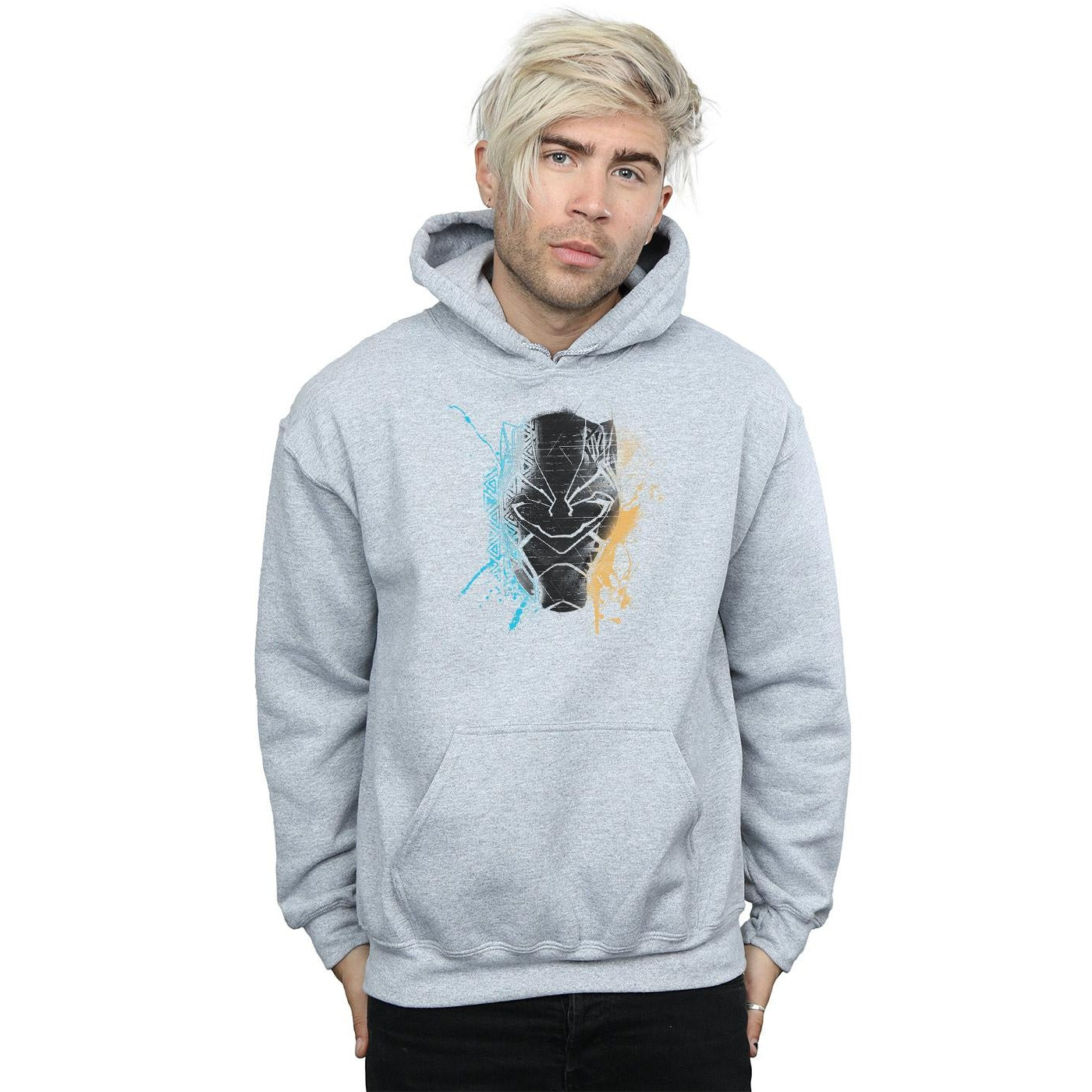 Heather Grey - Back - Marvel Mens Black Panther Splash Hoodie