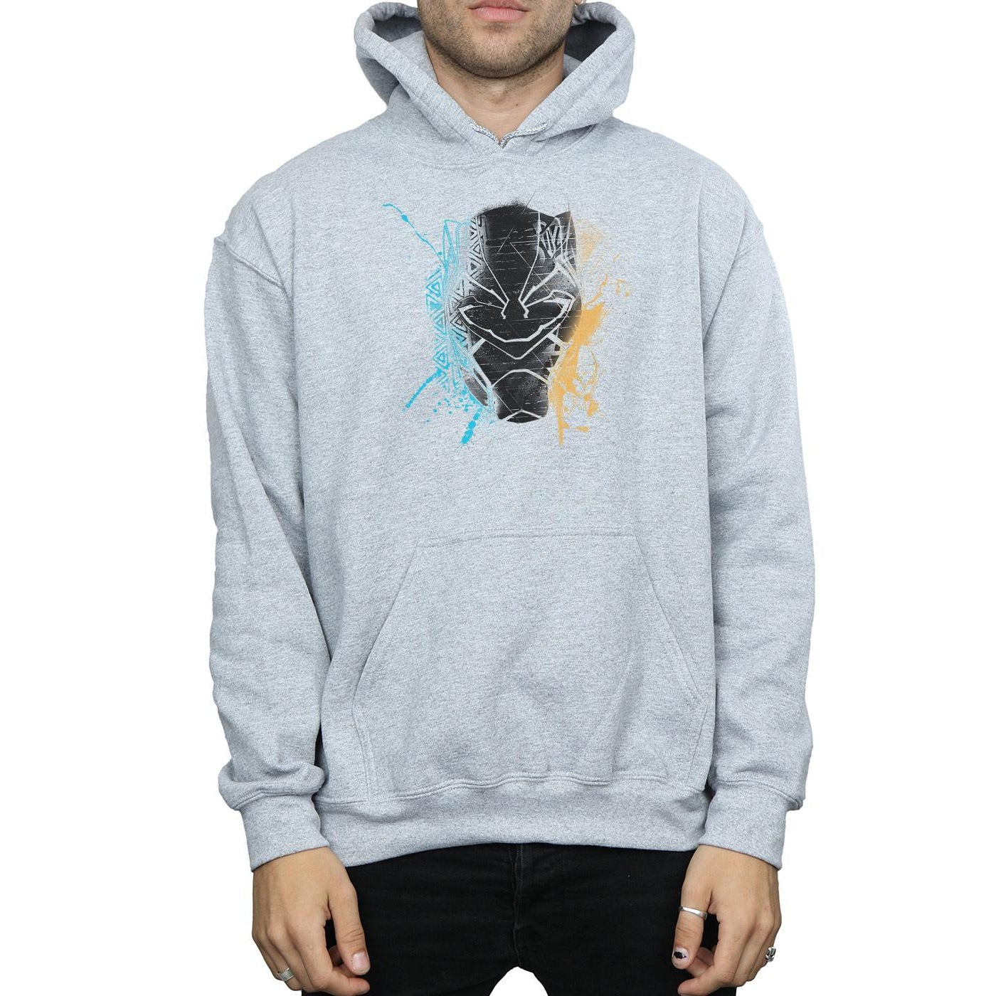 Heather Grey - Side - Marvel Mens Black Panther Splash Hoodie