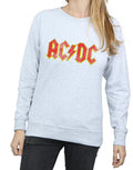 Heather Grey - Pack Shot - AC-DC Womens-Ladies Distressed Logo Heather Sweatshirt