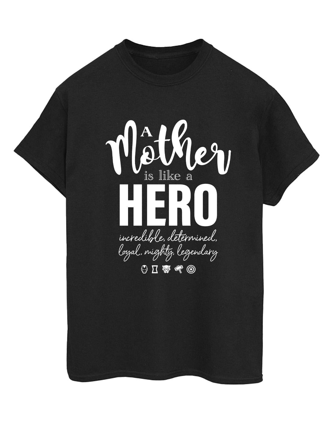 Black - Front - Marvel Womens-Ladies Avengers Mother Hero Cotton Boyfriend T-Shirt