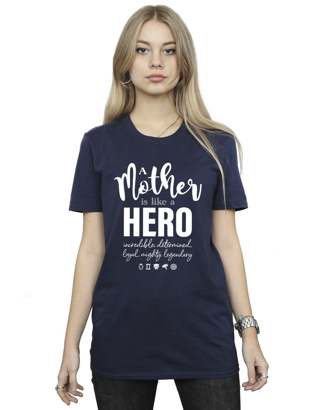 Navy Blue - Back - Marvel Womens-Ladies Avengers Mother Hero Cotton Boyfriend T-Shirt