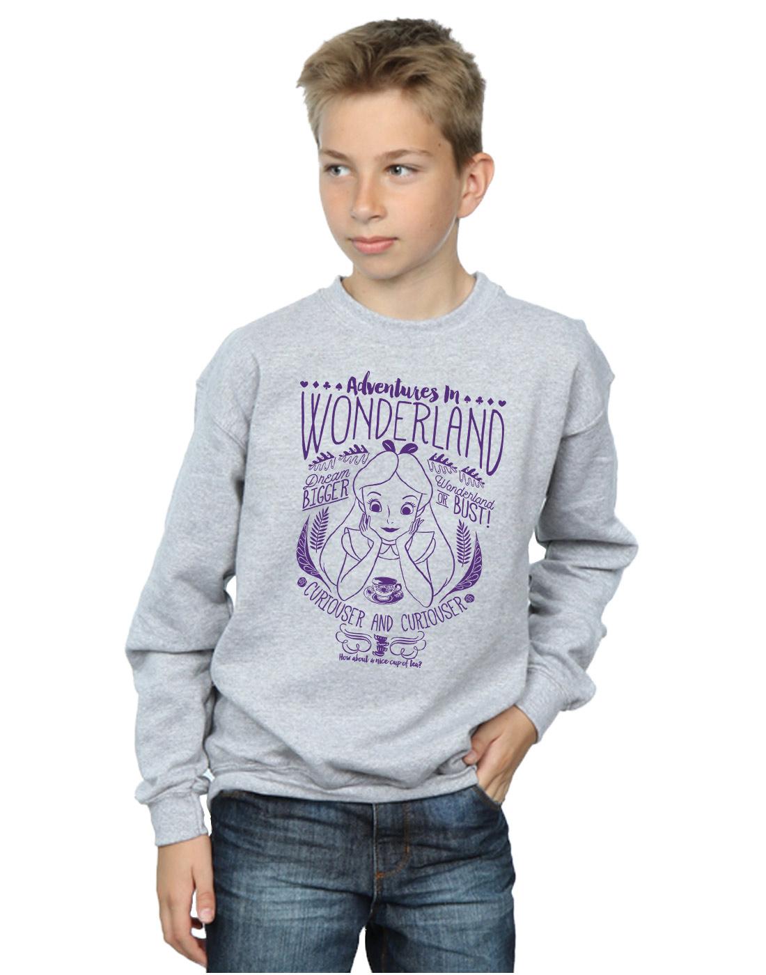 Sports Grey - Back - Disney Boys Alice In Wonderland Adventures Sweatshirt