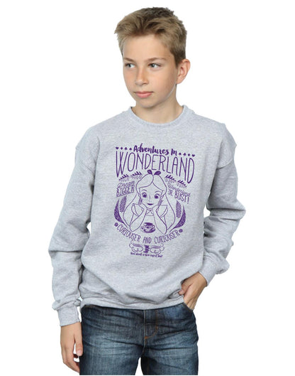 Sports Grey - Back - Disney Boys Alice In Wonderland Adventures Sweatshirt