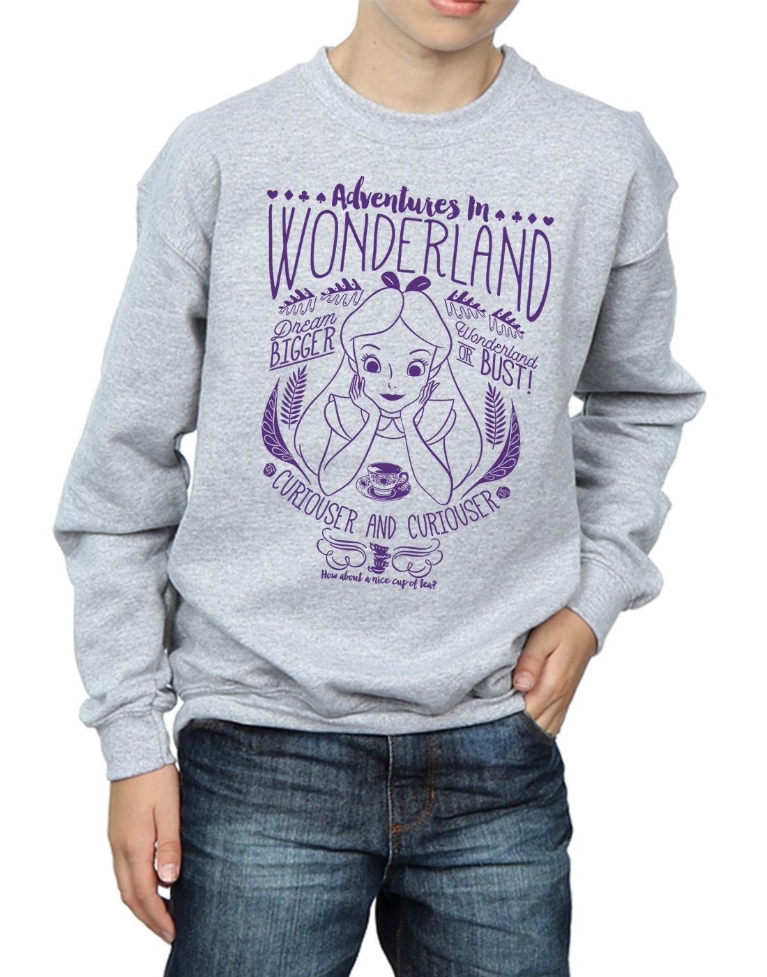 Sports Grey - Side - Disney Boys Alice In Wonderland Adventures Sweatshirt
