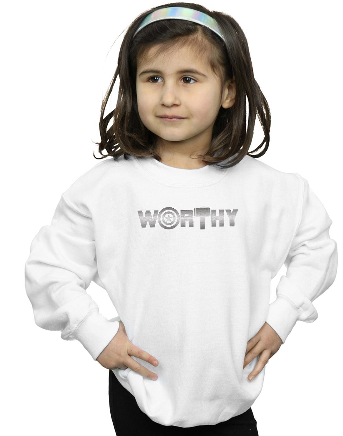 White - Back - Marvel Girls Avengers Endgame Worthy Sweatshirt