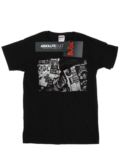 Black - Front - AC-DC Womens-Ladies Badges And Posters Collection Cotton Boyfriend T-Shirt