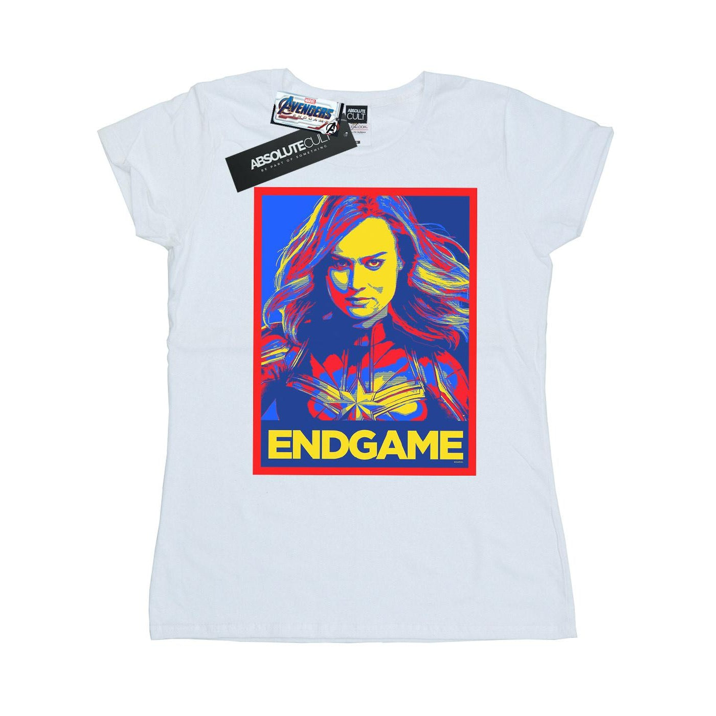 White - Front - Marvel Womens-Ladies Avengers Endgame Captain Marvel Poster Cotton T-Shirt