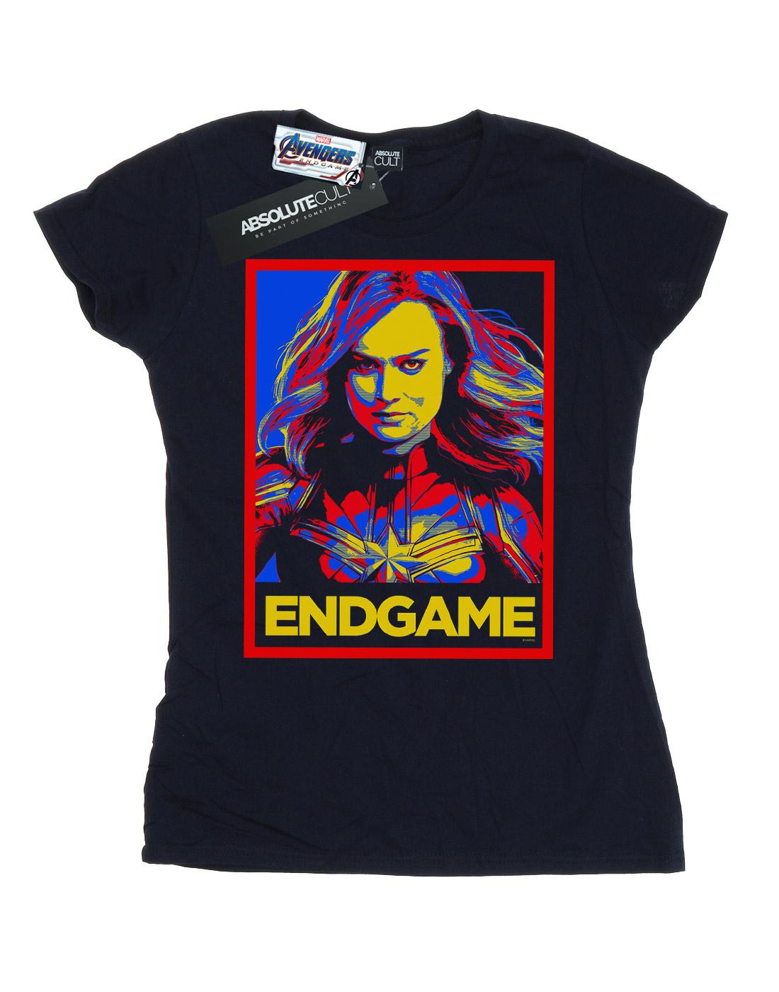 Navy Blue - Front - Marvel Womens-Ladies Avengers Endgame Captain Marvel Poster Cotton T-Shirt