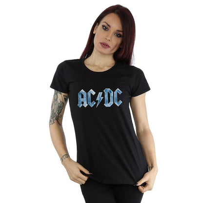 Black - Back - AC-DC Womens-Ladies Ice Logo Cotton T-Shirt