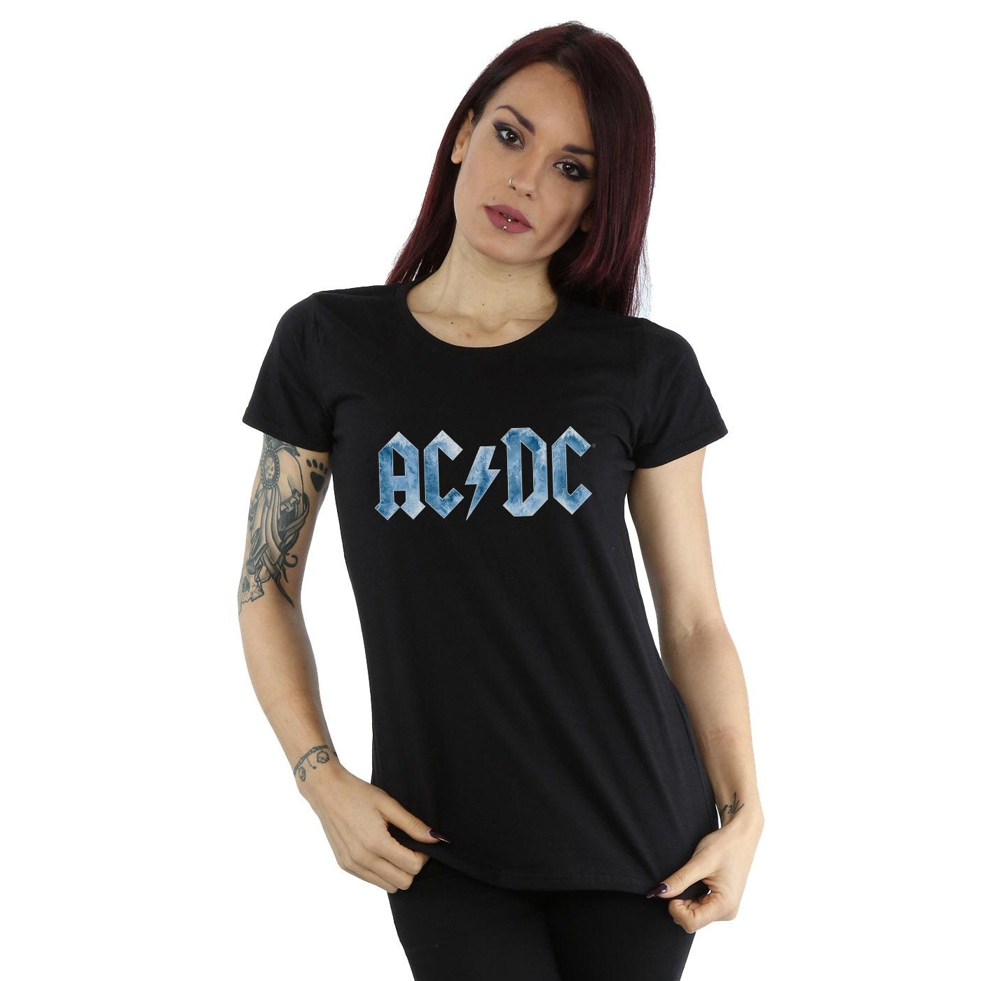 Black - Lifestyle - AC-DC Womens-Ladies Ice Logo Cotton T-Shirt