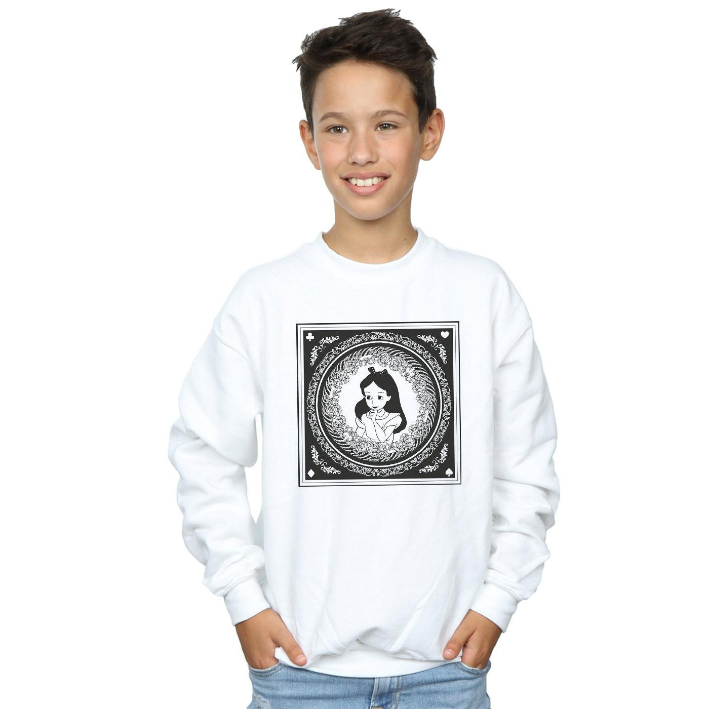 White - Back - Disney Boys Alice In Wonderland Box Sweatshirt