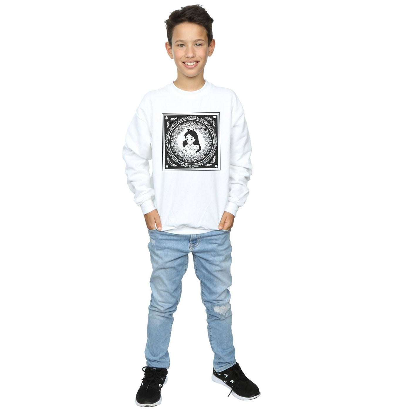 White - Lifestyle - Disney Boys Alice In Wonderland Box Sweatshirt