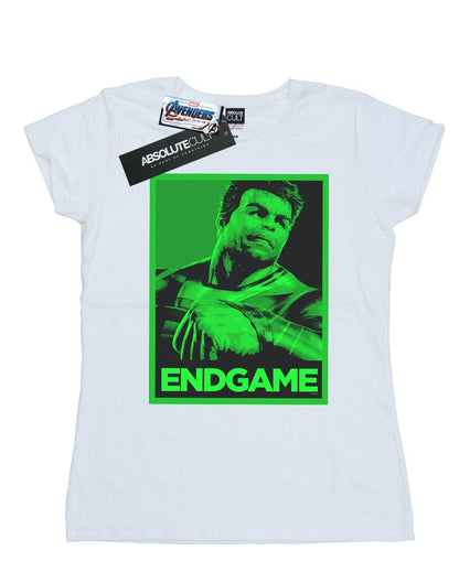 White - Front - Marvel Womens-Ladies Avengers Endgame Hulk Poster Cotton T-Shirt