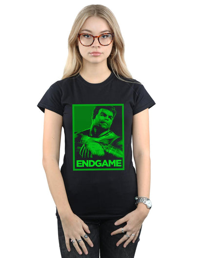 Black - Back - Marvel Womens-Ladies Avengers Endgame Hulk Poster Cotton T-Shirt