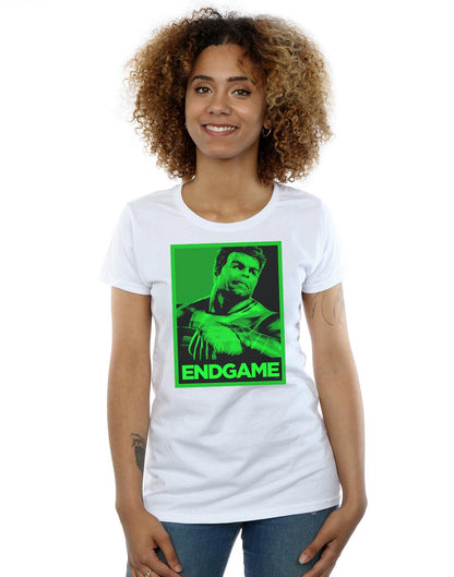 White - Back - Marvel Womens-Ladies Avengers Endgame Hulk Poster Cotton T-Shirt