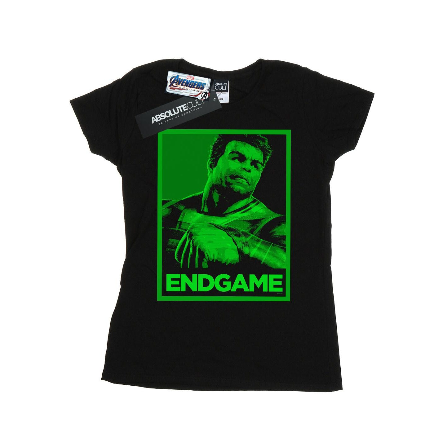 Black - Front - Marvel Womens-Ladies Avengers Endgame Hulk Poster Cotton T-Shirt