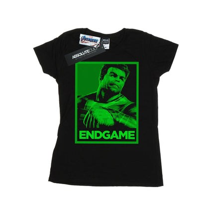 Black - Front - Marvel Womens-Ladies Avengers Endgame Hulk Poster Cotton T-Shirt