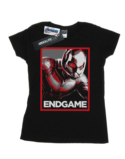 Black - Front - Marvel Womens-Ladies Avengers Endgame Ant-Man Poster Cotton T-Shirt