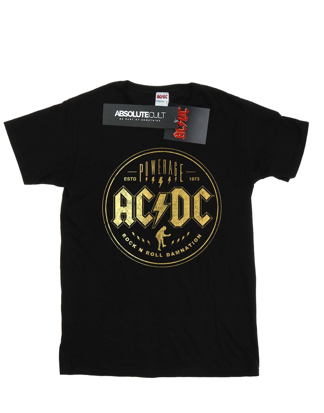 Black - Front - AC-DC Womens-Ladies Rock N Roll Damnation Cotton Boyfriend T-Shirt