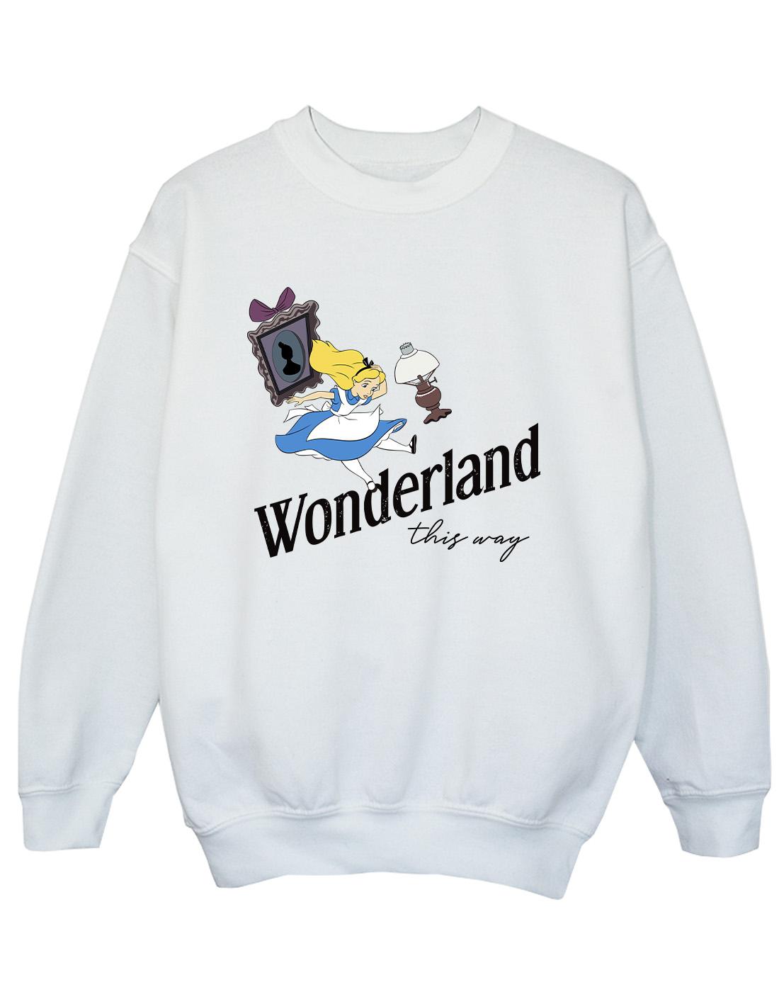 White - Front - Disney Boys Alice In Wonderland This Way Sweatshirt