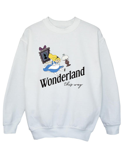 White - Front - Disney Boys Alice In Wonderland This Way Sweatshirt