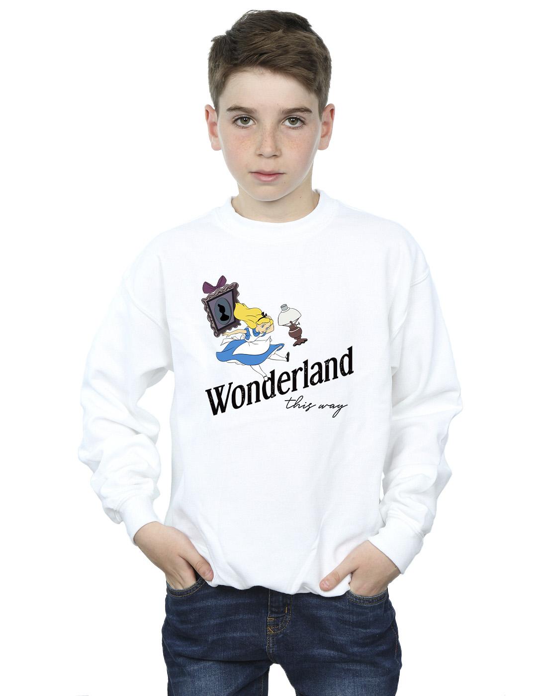 White - Back - Disney Boys Alice In Wonderland This Way Sweatshirt