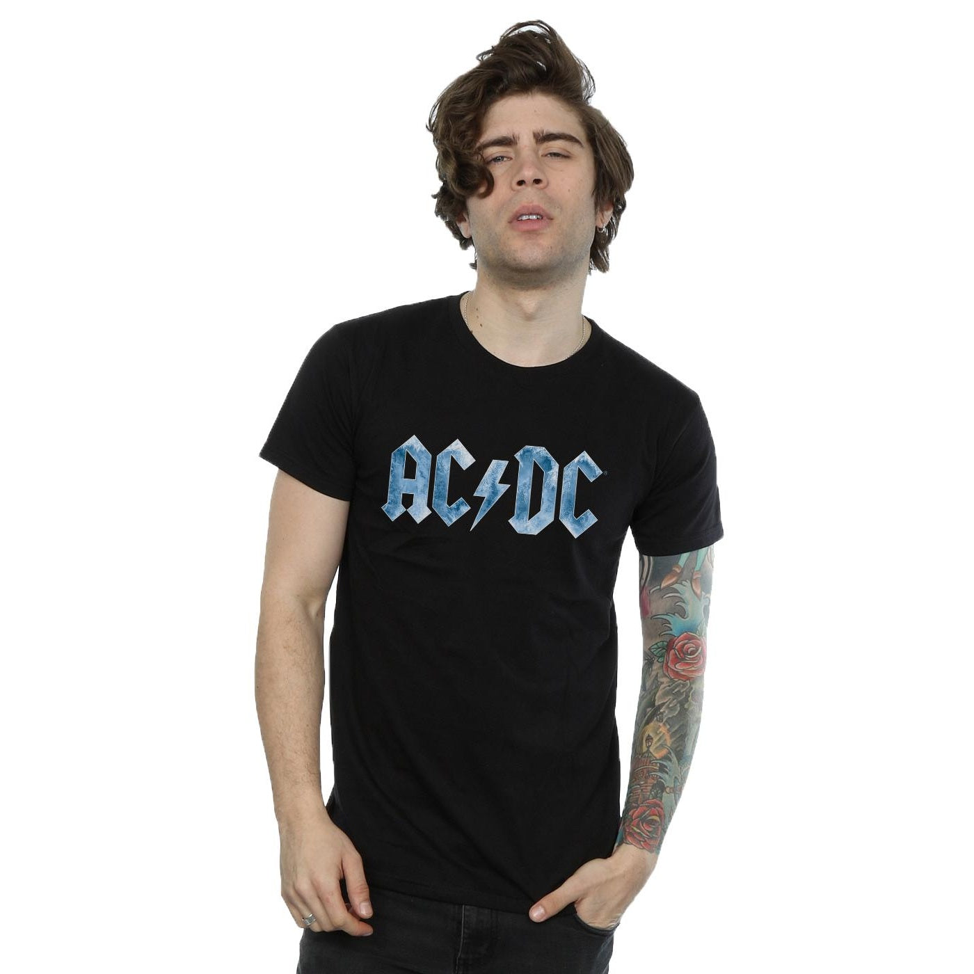 Black - Lifestyle - AC-DC Mens Ice Logo Cotton T-Shirt