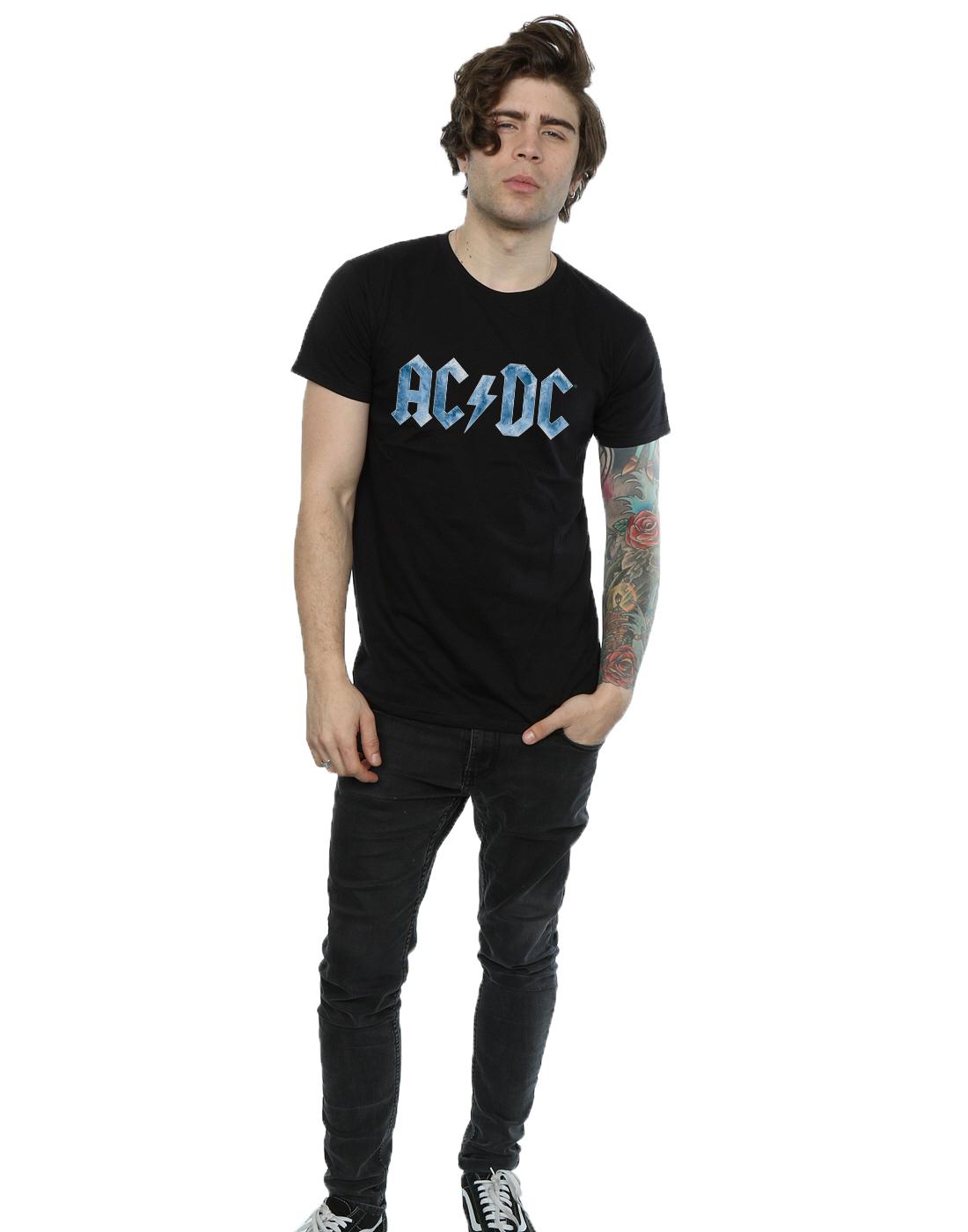 Black - Close up - AC-DC Mens Ice Logo Cotton T-Shirt