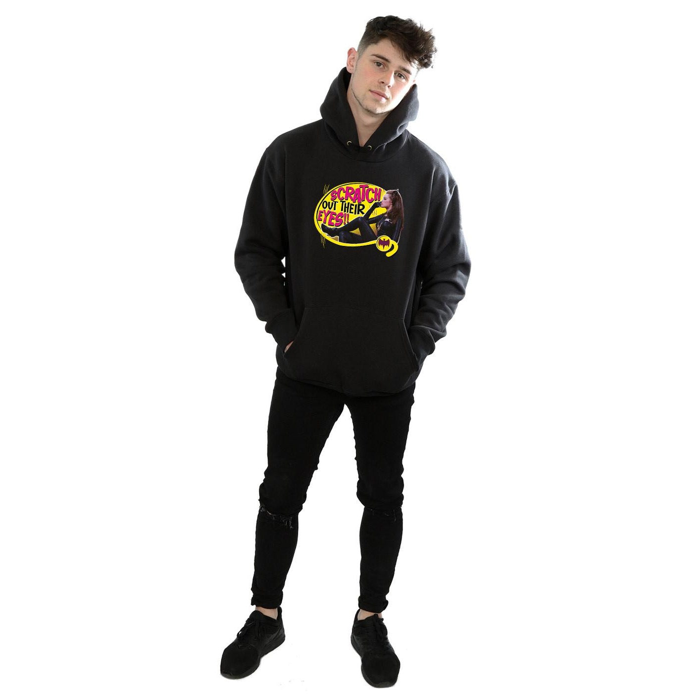 Black - Lifestyle - DC Comics Mens Batman TV Series Catwoman Scratch Hoodie