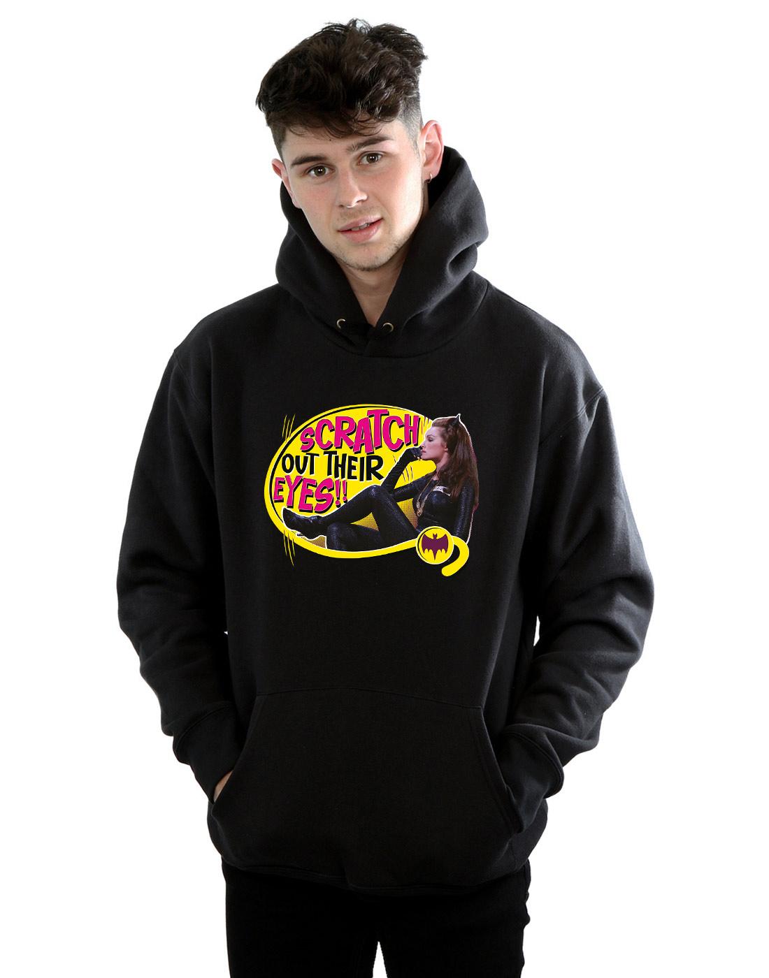 Black - Back - DC Comics Mens Batman TV Series Catwoman Scratch Hoodie