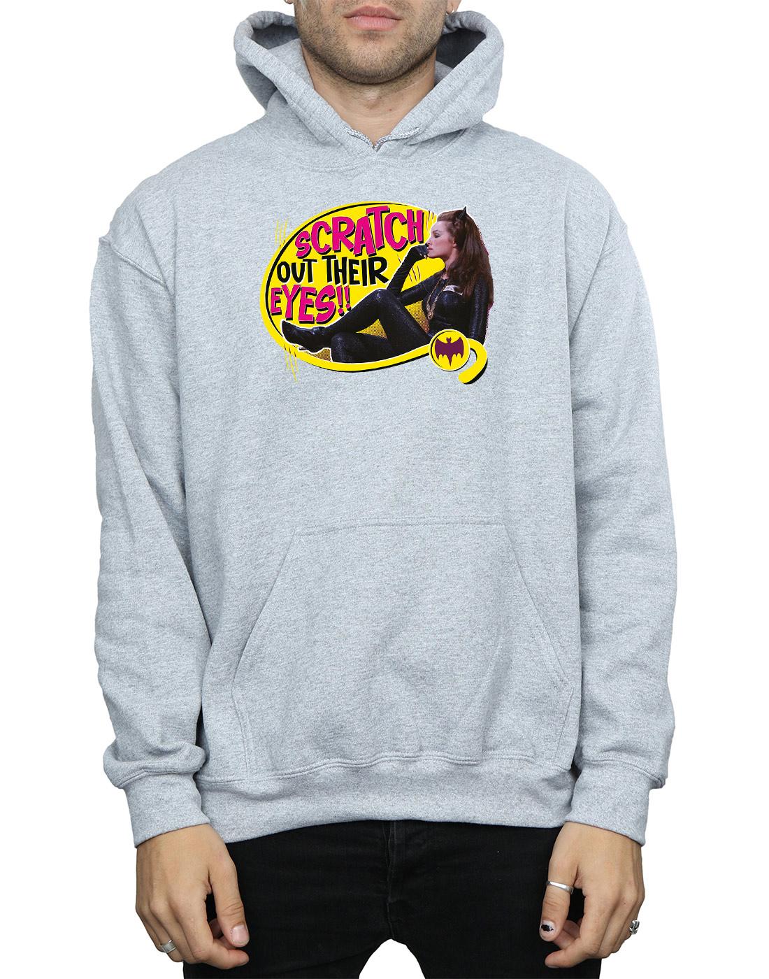 Sports Grey - Side - DC Comics Mens Batman TV Series Catwoman Scratch Hoodie