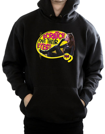 Black - Side - DC Comics Mens Batman TV Series Catwoman Scratch Hoodie