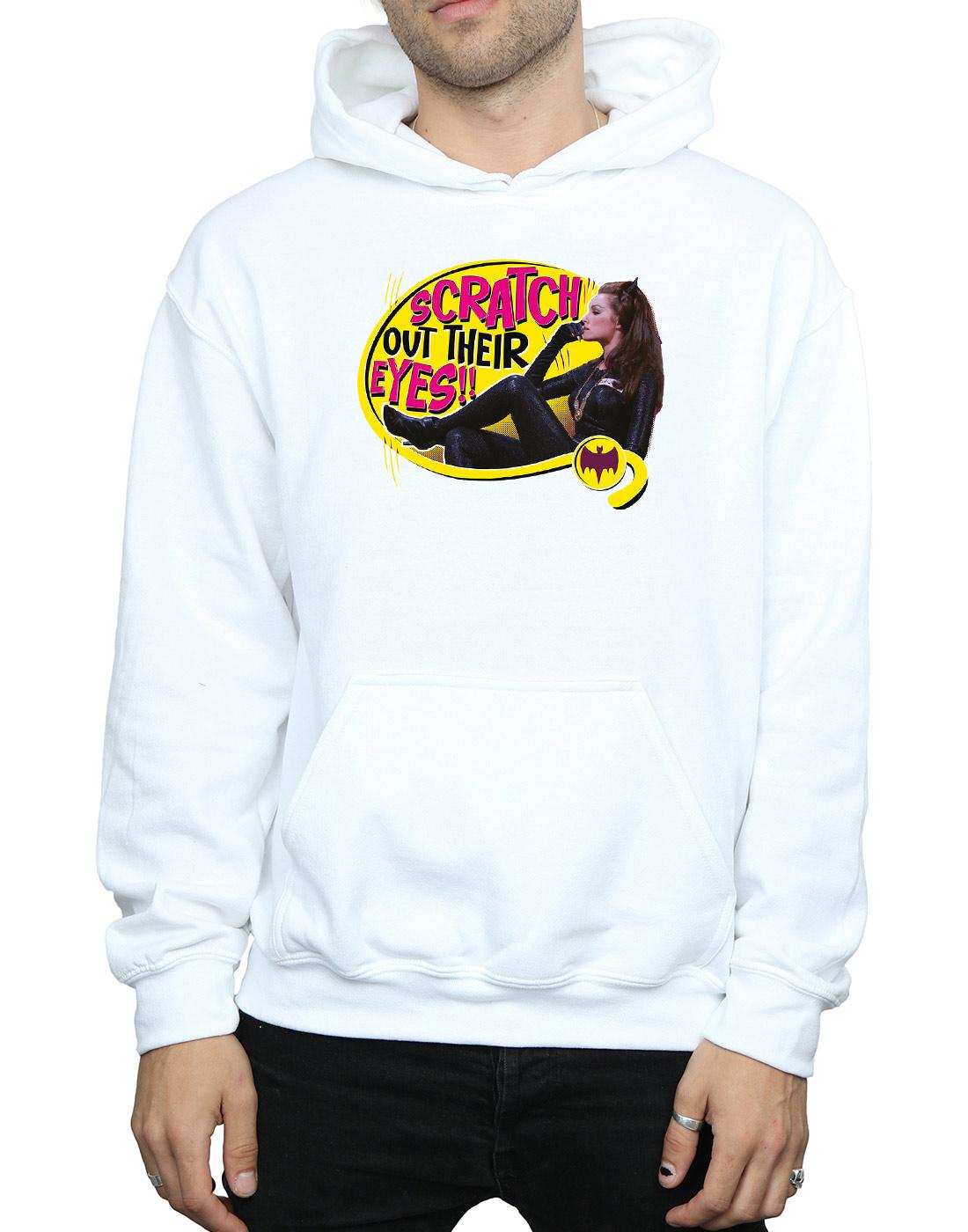 White - Side - DC Comics Mens Batman TV Series Catwoman Scratch Hoodie