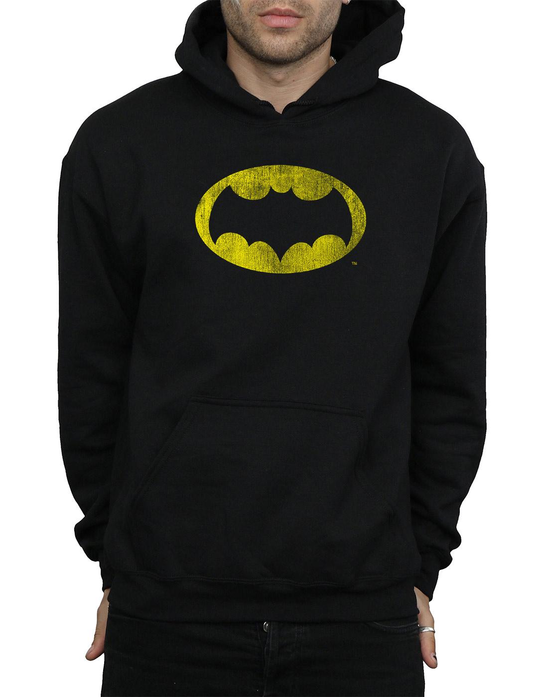 Black - Side - DC Comics Mens Batman TV Series Distressed Logo Hoodie