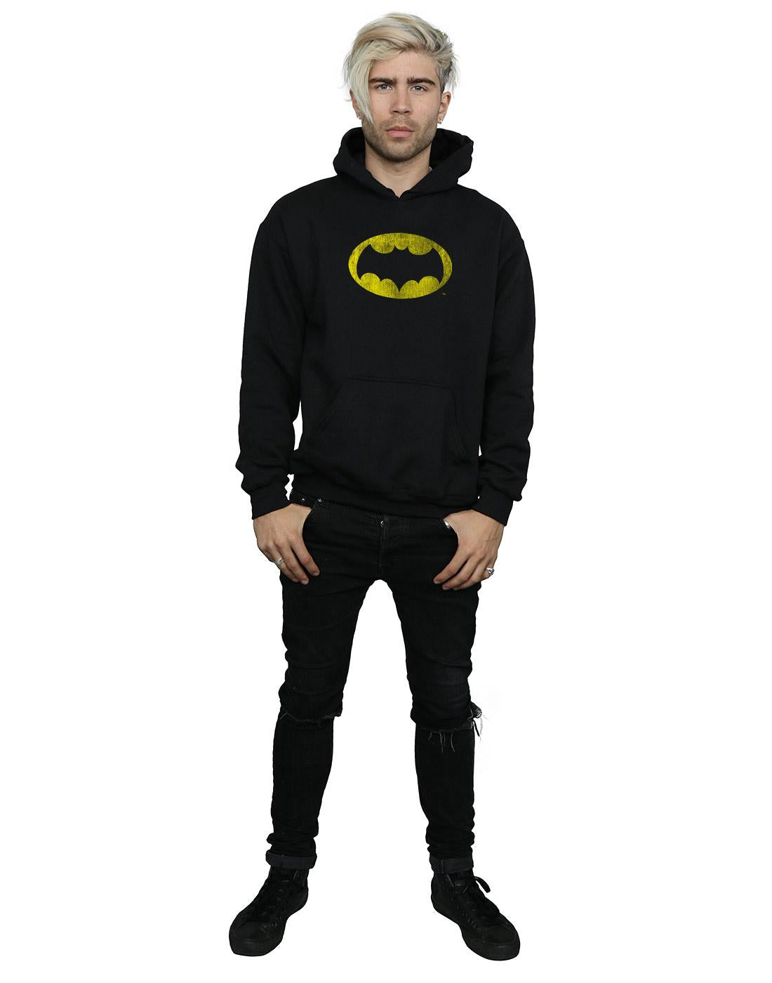 Black - Lifestyle - DC Comics Mens Batman TV Series Distressed Logo Hoodie