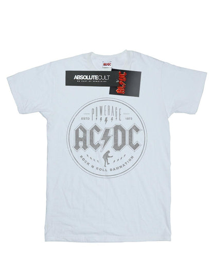 White - Front - AC-DC Womens-Ladies Rock N Roll Damnation Black Cotton Boyfriend T-Shirt
