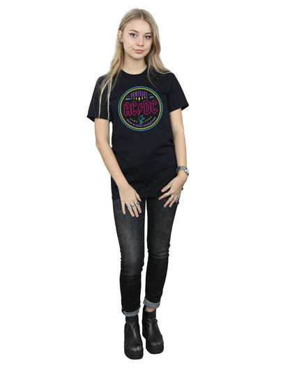 Black - Lifestyle - AC-DC Womens-Ladies Circle Neon Cotton Boyfriend T-Shirt