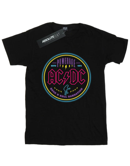 Black - Front - AC-DC Womens-Ladies Circle Neon Cotton Boyfriend T-Shirt