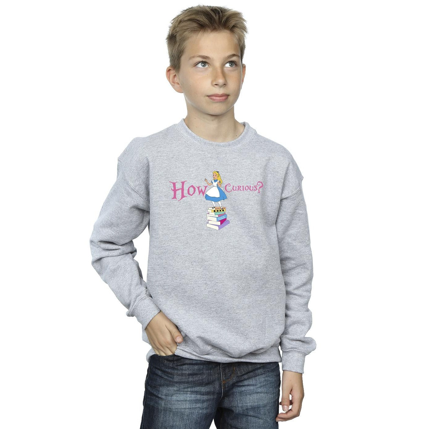 Sports Grey - Back - Disney Boys Alice In Wonderland How Curious Sweatshirt
