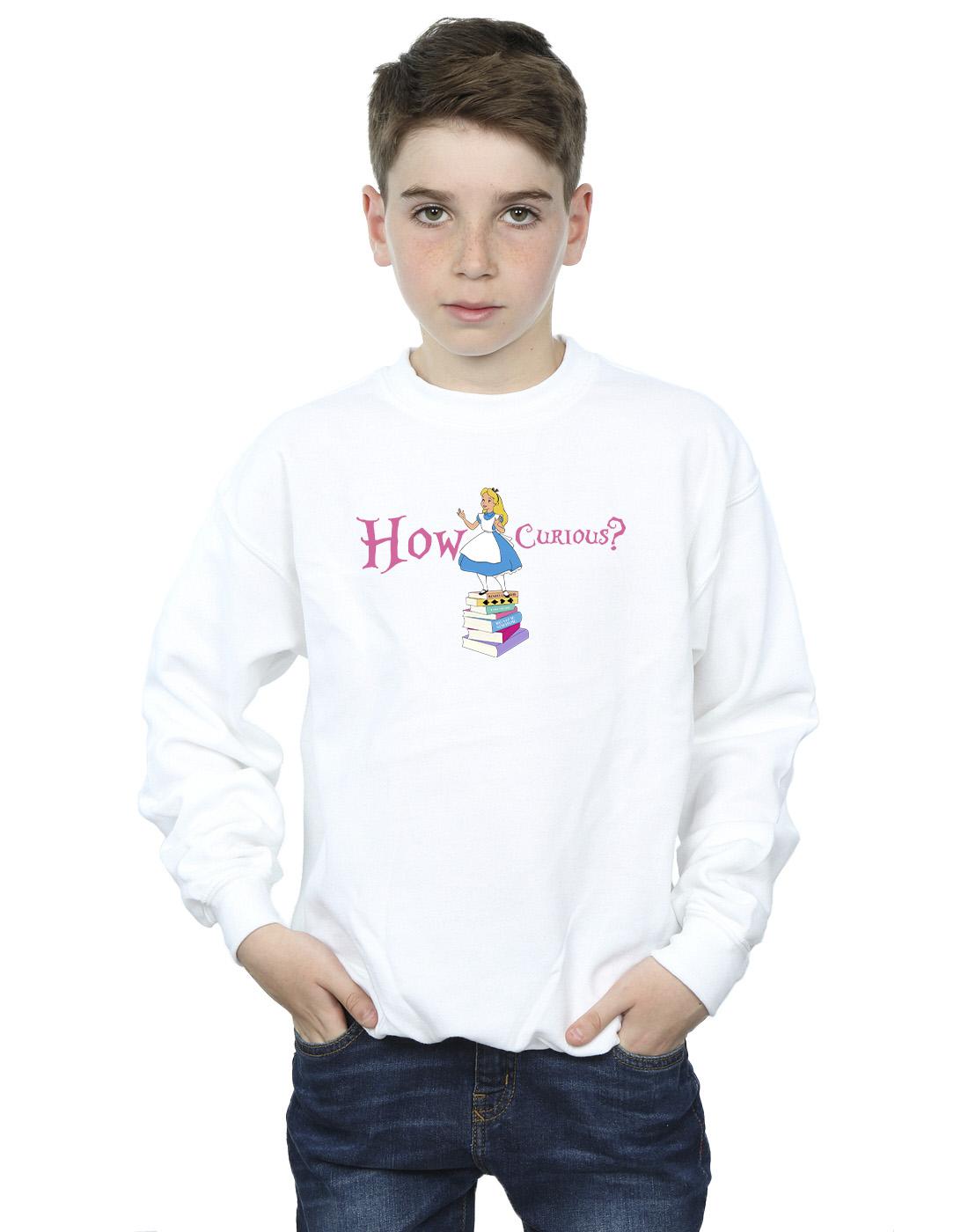 White - Back - Disney Boys Alice In Wonderland How Curious Sweatshirt