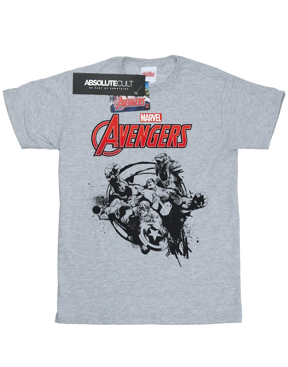 Heather Grey - Front - Marvel Mens Avengers Team Burst T-Shirt