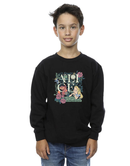 Black - Back - Disney Boys Alice In Wonderland Leafy Garden Sweatshirt