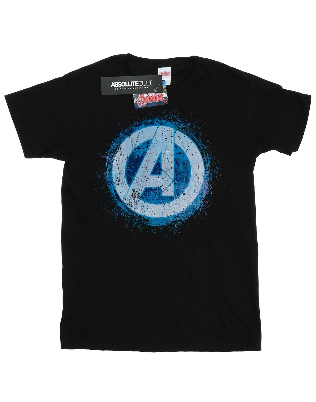 Black - Front - Marvel Mens Avengers Glowing Logo T-Shirt
