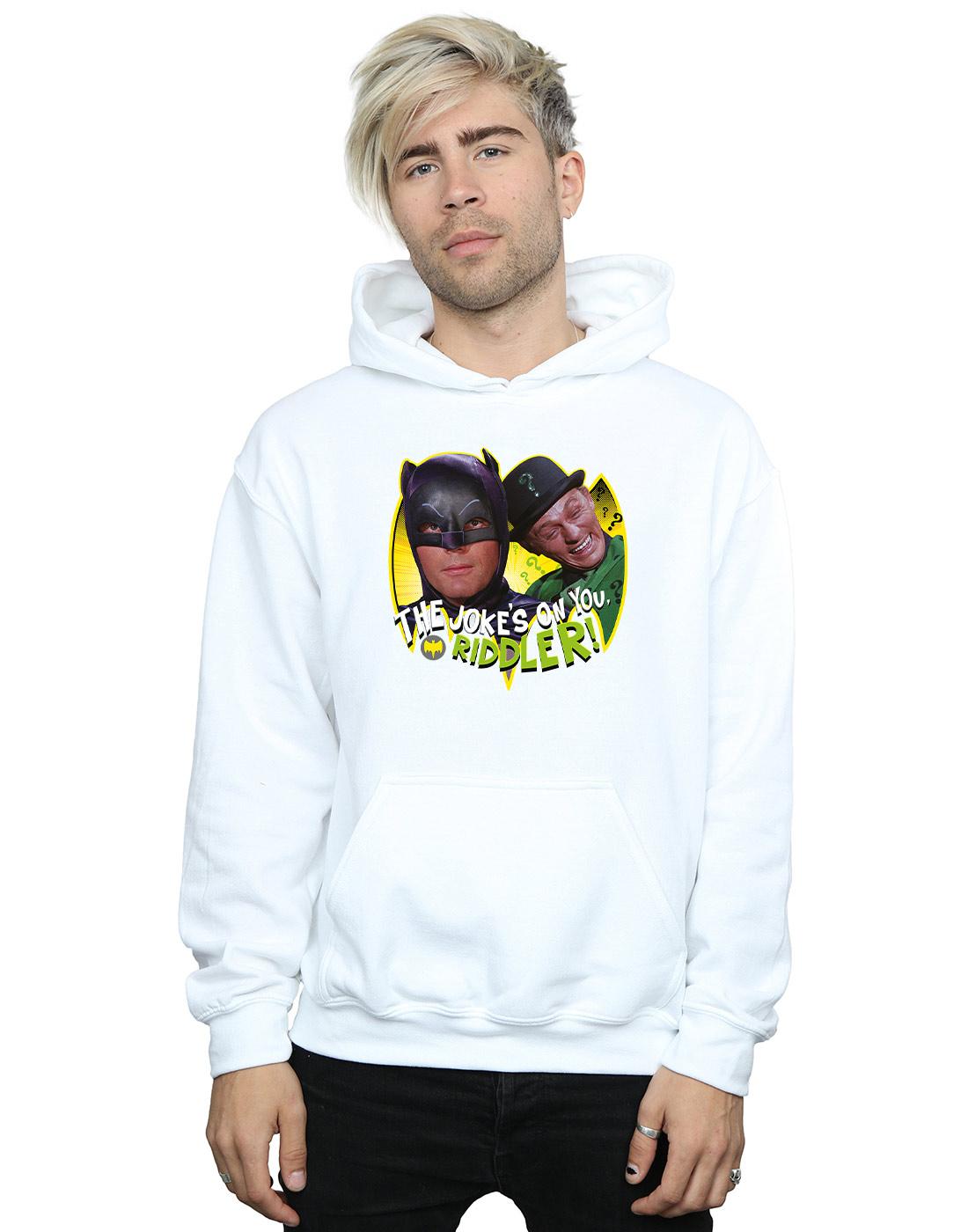 White - Back - DC Comics Mens Batman TV Series The Riddler Joke Hoodie