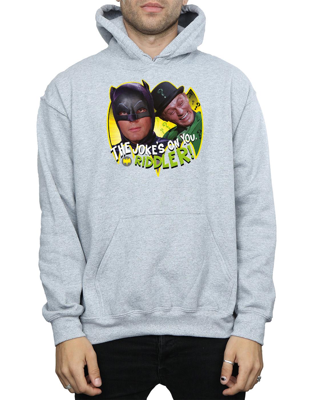 Sports Grey - Back - DC Comics Mens Batman TV Series The Riddler Joke Hoodie